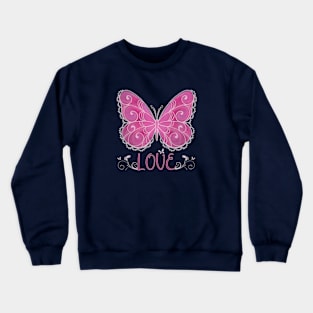 Pink Butterfly Love Filigree Crewneck Sweatshirt